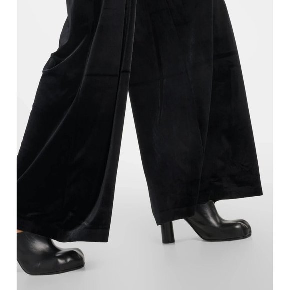 Norma Kamali Elephant Wide-Leg Flare Pull-On Velvet Pants Casual Y2K Black  sz S - Picture 7 of 9